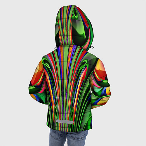 Зимняя куртка для мальчика Зеленые прожилки / 3D-Светло-серый – фото 4