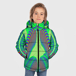 Куртка зимняя для мальчика Сине-зеленые изгибы, цвет: 3D-черный — фото 2