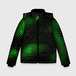 Куртка зимняя для мальчика Зеленые тонкие линии, цвет: 3D-черный