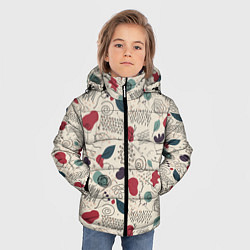 Куртка зимняя для мальчика Флоральная абстракция с пятнами, цвет: 3D-светло-серый — фото 2