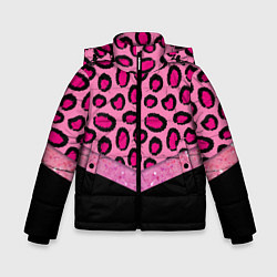 Куртка зимняя для мальчика Розовый леопард и блестки принт, цвет: 3D-красный