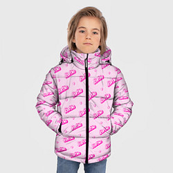 Куртка зимняя для мальчика Паттерн - Барби и сердечки, цвет: 3D-черный — фото 2