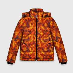 Куртка зимняя для мальчика Огненный узор, цвет: 3D-черный