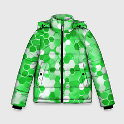 Куртка зимняя для мальчика Кибер Hexagon Зелёный, цвет: 3D-красный