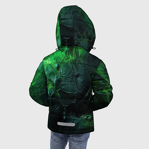 Зимняя куртка для мальчика Зеленая объемная текстура / 3D-Светло-серый – фото 4