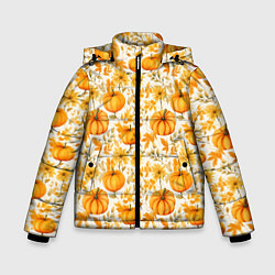 Зимняя куртка для мальчика Тыквы и осенние цветы - паттерн