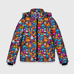Куртка зимняя для мальчика Маленькие монстрики, цвет: 3D-черный