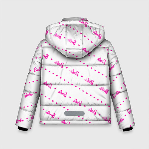 Зимняя куртка для мальчика Барби паттерн - логотип и сердечки / 3D-Светло-серый – фото 2