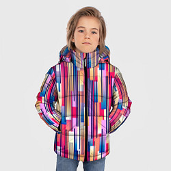 Куртка зимняя для мальчика Яркие спортивные полоски, цвет: 3D-светло-серый — фото 2