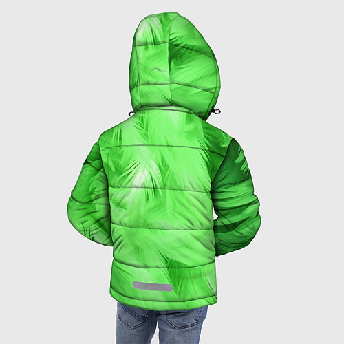 Зимняя куртка для мальчика Зеленые абстрактные листья / 3D-Светло-серый – фото 4