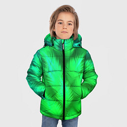 Куртка зимняя для мальчика Объемные пушистые зеленые листья, цвет: 3D-светло-серый — фото 2