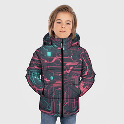 Куртка зимняя для мальчика Кибер схемы Розовый и голубой, цвет: 3D-черный — фото 2
