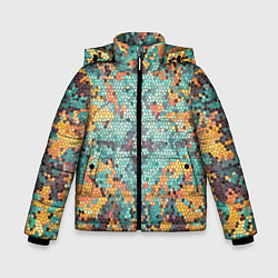 Куртка зимняя для мальчика Яркий мозаичный узор, цвет: 3D-красный