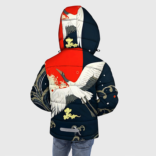Зимняя куртка для мальчика Кимоно с японскими журавлями / 3D-Светло-серый – фото 4