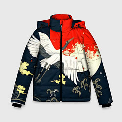 Куртка зимняя для мальчика Кимоно с японскими журавлями, цвет: 3D-светло-серый