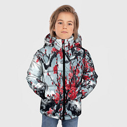 Куртка зимняя для мальчика Лепестки цветущей вишни - сакура, цвет: 3D-черный — фото 2