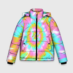 Куртка зимняя для мальчика Tie-Dye кислотный в стиле барби, цвет: 3D-черный