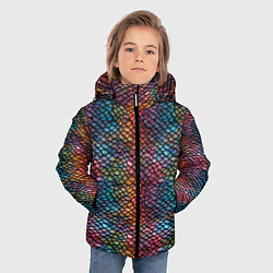 Куртка зимняя для мальчика Разноцветная чешуя дракона, цвет: 3D-черный — фото 2