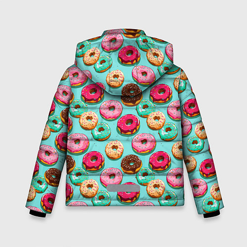 Зимняя куртка для мальчика Разноцветные пончики паттерн / 3D-Красный – фото 2