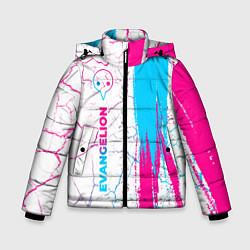 Куртка зимняя для мальчика Evangelion neon gradient style: по-вертикали, цвет: 3D-черный