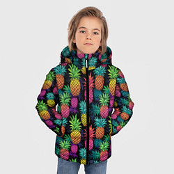 Куртка зимняя для мальчика Разноцветные ананасы паттерн, цвет: 3D-светло-серый — фото 2