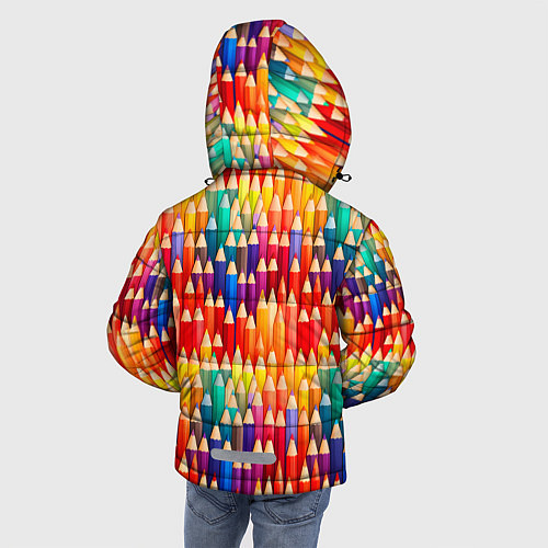 Зимняя куртка для мальчика Цветные карандаши / 3D-Светло-серый – фото 4