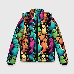 Куртка зимняя для мальчика Паттерн с разноцветными приведениями, цвет: 3D-красный