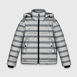Куртка зимняя для мальчика Полосатый белые на сером, цвет: 3D-светло-серый