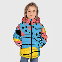 Куртка зимняя для мальчика Абстракция с черными пятнами на разноцветном фоне, цвет: 3D-светло-серый — фото 2
