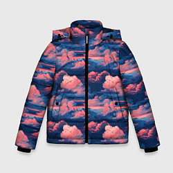 Куртка зимняя для мальчика Волшебные сине розовые облока, цвет: 3D-черный