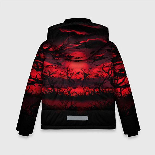 Зимняя куртка для мальчика Стая ворон / 3D-Красный – фото 2