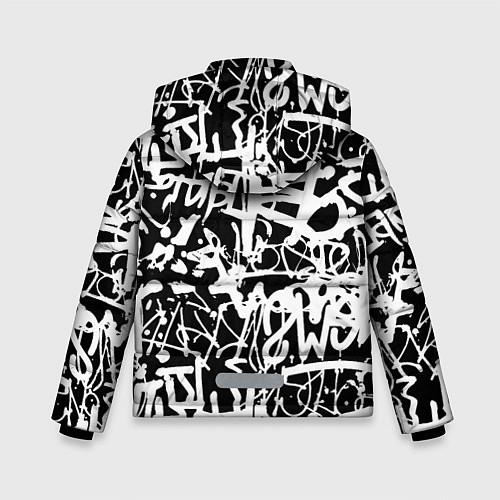 Зимняя куртка для мальчика Граффити черно-белый паттерн / 3D-Светло-серый – фото 2