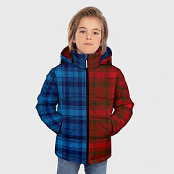 Куртка зимняя для мальчика Красно-синяя клетка паттерн, цвет: 3D-черный — фото 2