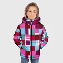 Куртка зимняя для мальчика Ретро квадраты вишнёвые, цвет: 3D-черный — фото 2