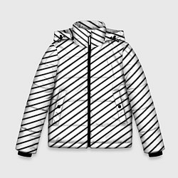 Куртка зимняя для мальчика Черно-белые полосы паттерн, цвет: 3D-черный