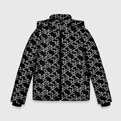 Куртка зимняя для мальчика Киберпанк линии белые, цвет: 3D-черный