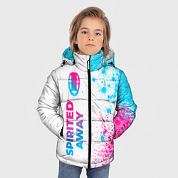 Куртка зимняя для мальчика Spirited Away neon gradient style: по-вертикали, цвет: 3D-черный — фото 2