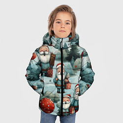 Куртка зимняя для мальчика Рождественский узор с Санта Клаусами, цвет: 3D-красный — фото 2