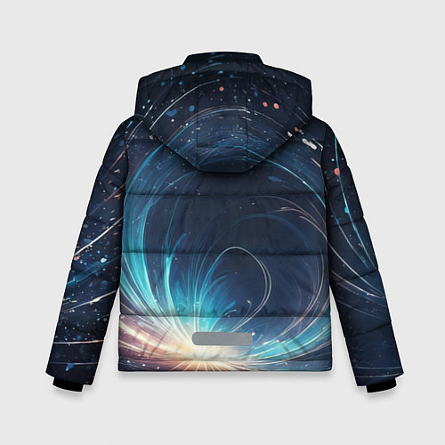 Зимняя куртка для мальчика Космический абстрактный узор - нейросеть / 3D-Светло-серый – фото 2