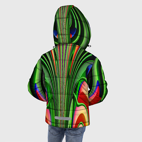 Зимняя куртка для мальчика Травянистый дизайн с оранжевым / 3D-Светло-серый – фото 4