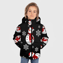 Куртка зимняя для мальчика Снеговички в зимних шапочках со снежинками, цвет: 3D-красный — фото 2