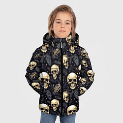 Куртка зимняя для мальчика Черепы, звезды и хвойные ветки, цвет: 3D-черный — фото 2