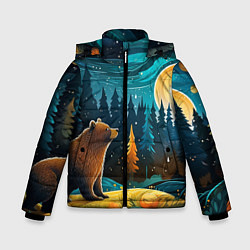 Куртка зимняя для мальчика Хозяин тайги: медведь в лесу, цвет: 3D-красный