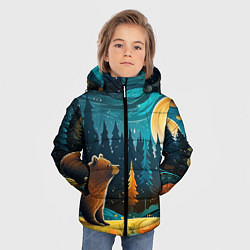 Куртка зимняя для мальчика Хозяин тайги: медведь в лесу, цвет: 3D-черный — фото 2