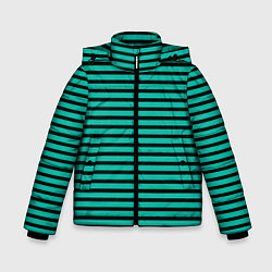 Куртка зимняя для мальчика Зелёный в чёрную полоску, цвет: 3D-черный