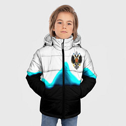 Куртка зимняя для мальчика Герб РФ синяя волна, цвет: 3D-светло-серый — фото 2