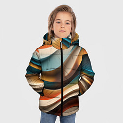 Куртка зимняя для мальчика Волнистая объёмная текстура - нейросеть, цвет: 3D-черный — фото 2