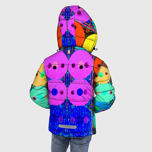 Зимняя куртка для мальчика Паттерн из дисков - неон - нейросеть / 3D-Светло-серый – фото 4