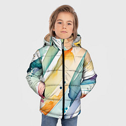 Куртка зимняя для мальчика Цветный акварельные мазки - нейросеть, цвет: 3D-светло-серый — фото 2