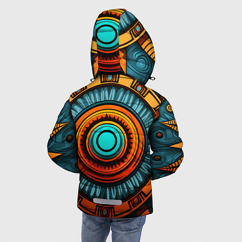 Зимняя куртка для мальчика Орнамент в африканском стиле / 3D-Светло-серый – фото 4